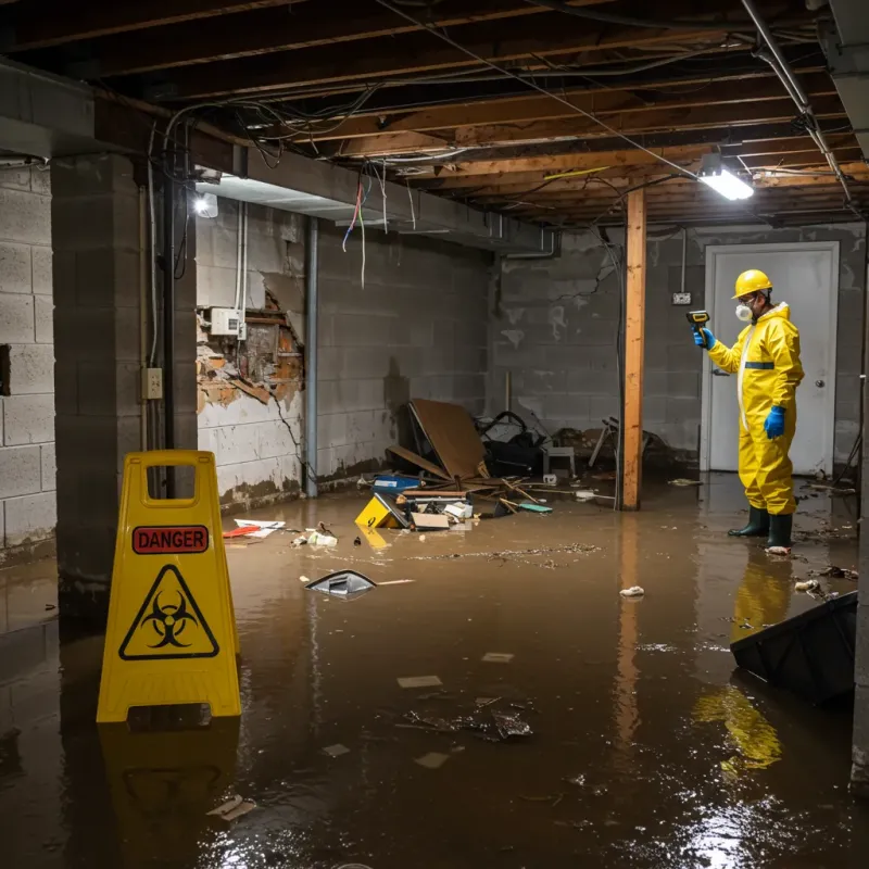 Flooded Basement Electrical Hazard in Waverly, OH Property